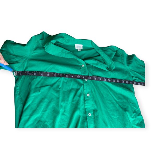Sigrid Olsen Chic Green Collared Button Front Long Sleeve Shirt Size Medium - Picture 11 of 14